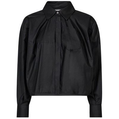 HAUTE L`AMITIÉ SKJORTE, SOPHIE DIN COATED SHIRT, BLACK