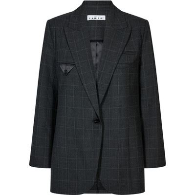 HAUTE L`AMITIÉ BLAZER, SMOKEY CHECK SINGLE BLAZER, ANTRACIT