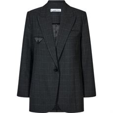 HAUTE L`AMITIÉ BLAZER, SMOKEY CHECK SINGLE BLAZER, ANTRACIT
