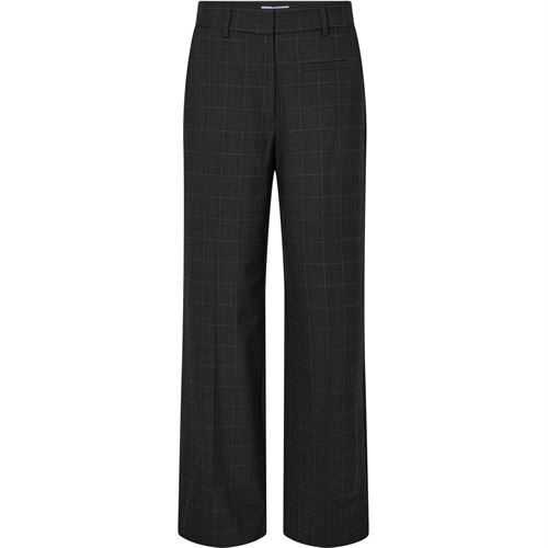 HAUTE L`AMITIÉ BUKSER, SMOKEY CHECK PLAIN PANT, ANTRACIT