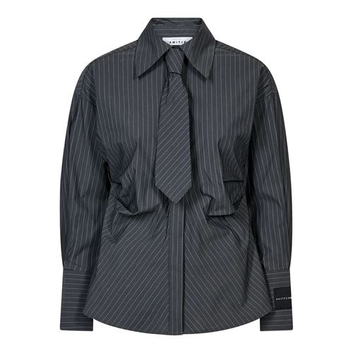 HAUTE L`AMITIÉ SKJORTE, ANTRACIT PIN TIE SHIRT, ANTRACIT