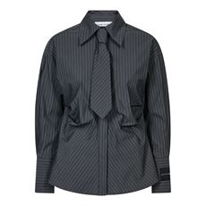 HAUTE L`AMITIÉ SKJORTE, ANTRACIT PIN TIE SHIRT, ANTRACIT