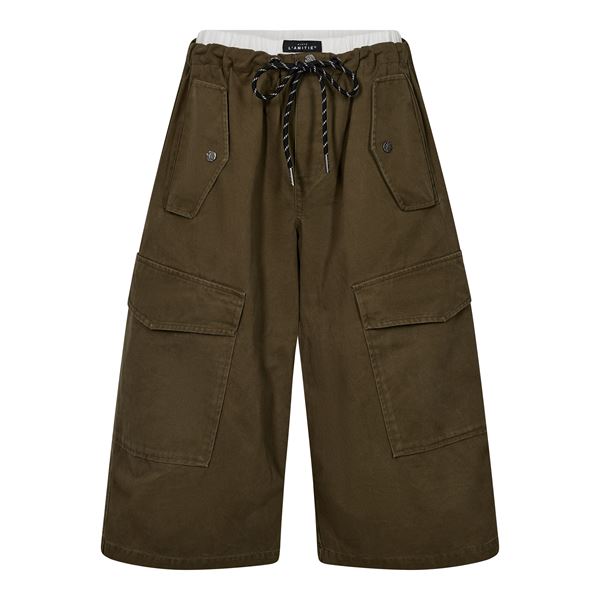 HAUTE L`AMITIÉ SHORTS, PULL ON CARGO BERMUDAS, ARMY