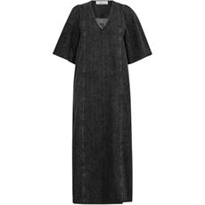 HAUTE L`AMITIÉ KJOLE, DENIM RAW HEM DRESS, BLACK