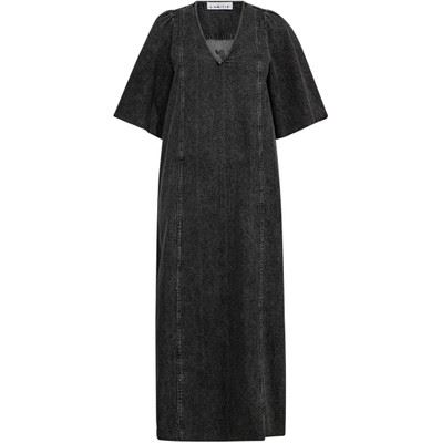 HAUTE L`AMITIÉ KJOLE, DENIM RAW HEM DRESS, BLACK