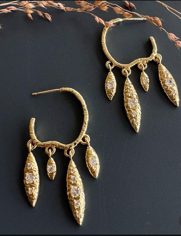 FRIIHOF+SIIG ØRERINGE, MICHELLE EARRING, GULD BELAGT