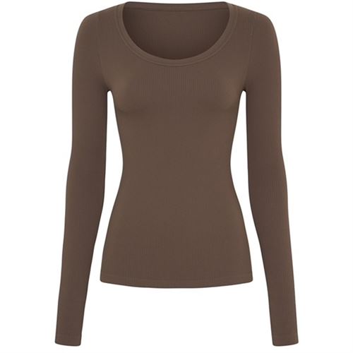 TIM OG SIMONSEN T-SHIRT, LINEA RIB T-SHIRT LS, CAFFE