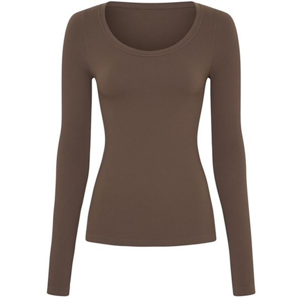 TIM OG SIMONSEN T-SHIRT, LINEA RIB T-SHIRT LS, CAFFE
