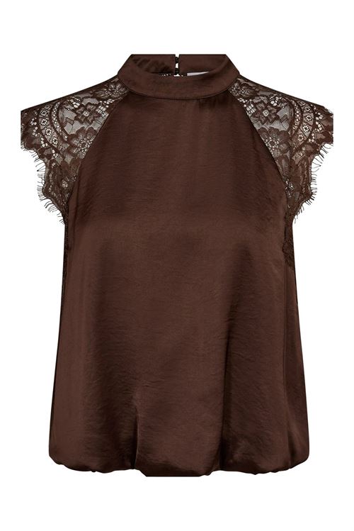 CO`COUTURE TOP, IDUNCC LACE BALLON TOP, DARK BROWN