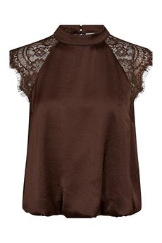 CO`COUTURE TOP, IDUNCC LACE BALLON TOP, DARK BROWN