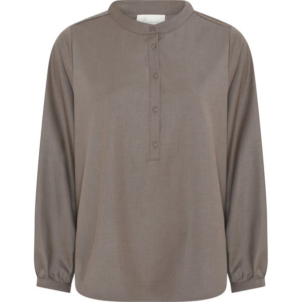 FRAU BLUSE, MADRID LS WOOL SHIRT, WALNUT