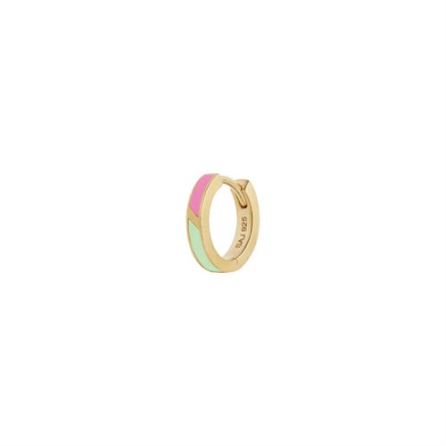 STINE A ØRERING, PETIT CIRCUS HUGGIE EARRING FRESH PINK & MINT GREEN ENAMEL