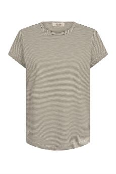 MOS MOSH T-SHIRT, MMCAMPA O-SS STRIPE, BURNT OLIVE