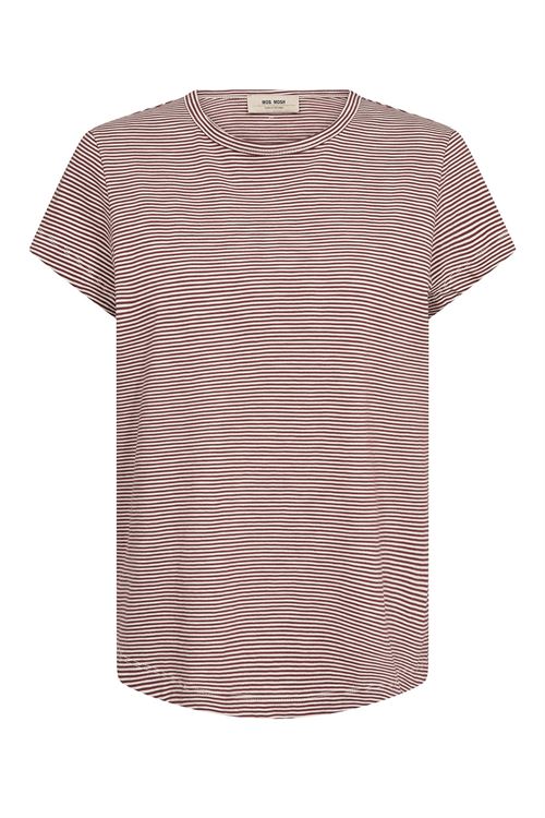 MOS MOSH T-SHIRT, MMCAMPA O-SS STRIPE, COWHIDE