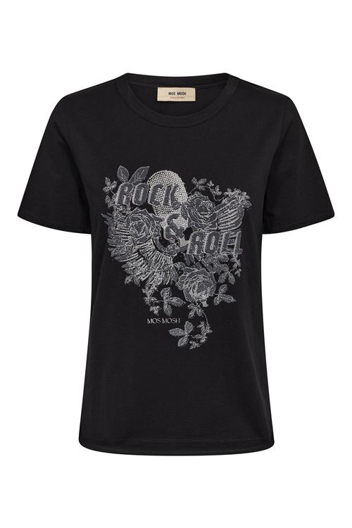 MOS MOSH T-SHIRT, MMFANGO O-SS GLAM TEE, BLACK