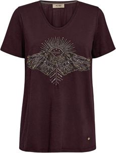 MOS MOSH T-SHIRT, MMNADINE 0-SS DECO TEE, FUDGE
