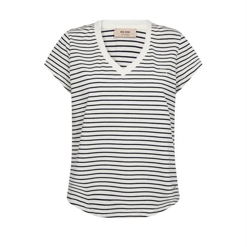 MOS MOSH T-SHIRT, MMKALA V-SS STRIPE TEE, SALUTE NAVY