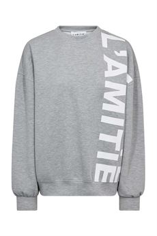 HAUTE L`AMITIÉ SWEAT, MAXI SIDE PRINT SWEAT GREY MELANGÉ HL10524, GREY MELANGÉ