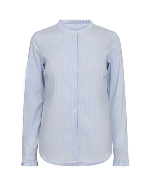 MOS MOSH SKJORTE, MMMATTIE FLIP STRIPE SHIRT, LIGHT BLUE