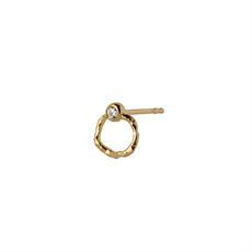 STINE A ØRERING, PETIT WAVY CIRCLE EARRING WITH STONE GOLD