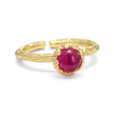 PURE BY NAT RING, RING MED LILLE NATURSTEN, PINK JADE