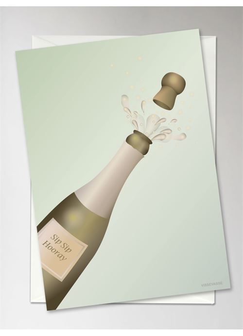 VISSEVASSE KORT, SIP SIP HOORAY GREETING CARD