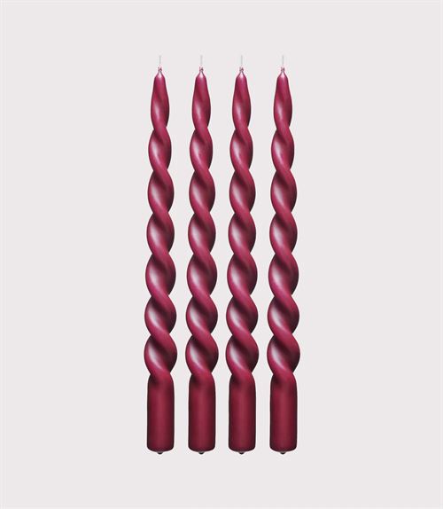 PAIA COPENHAGEN CANDLES, SNOEDE STEARINLYS, BOURGOGNE, 4 STK