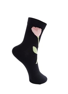 BLACK COLOUR STRØMPER, BCFRANCIE FLOWER SOCK, BLACK