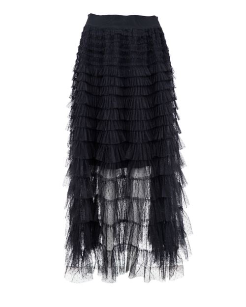 BLACK COLOUR NEDERDEL, BCANGELINA MESH SKIRT, BLACK
