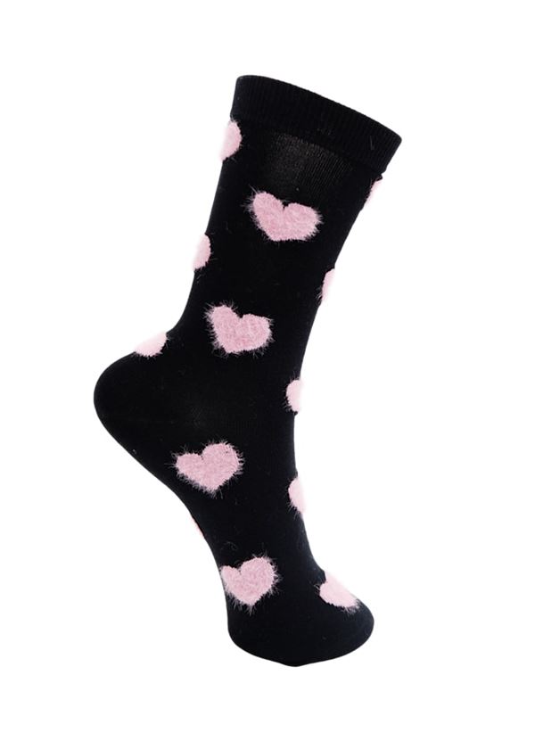 BLACK COLOUR STRØMPER, BCMAYLINE HEART SOCK, BLACK
