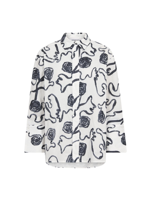 CO`COUTURE SKJORTE, ELRICCC FLOWER LS SHIRT, NAVY