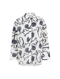CO`COUTURE SKJORTE, ELRICCC FLOWER LS SHIRT, NAVY