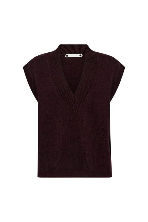 CO`COUTURE VEST, MAJACC V-KNIT VEST, WINERED