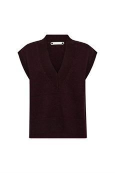 CO`COUTURE VEST, MAJACC V-KNIT VEST, WINERED