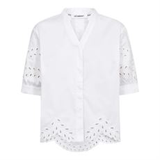 CO`COUTURE SKJORTE, POPPYCC EMB. V-SHIRT, WHITE