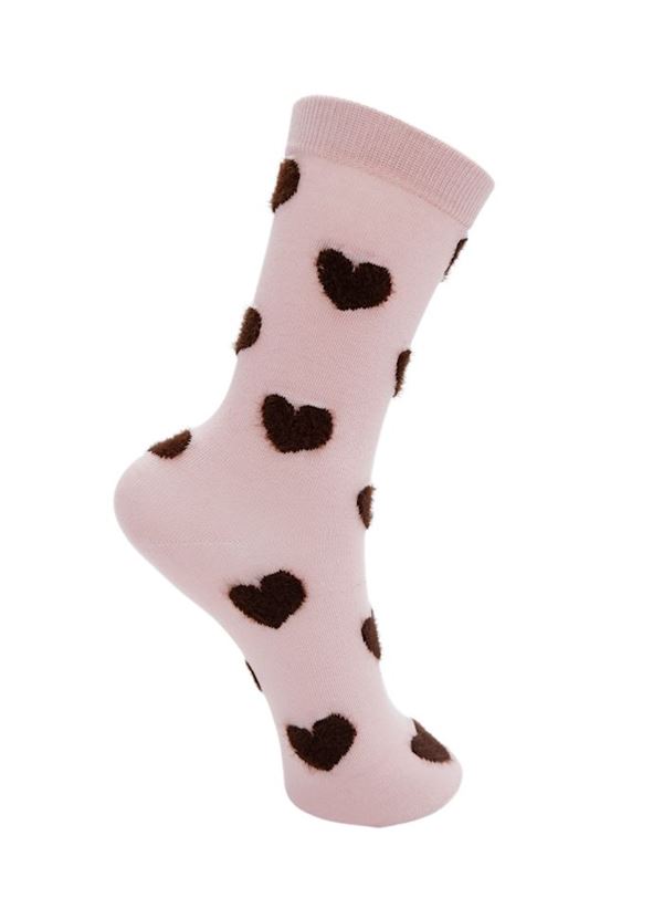 BLACK COLOUR STRØMPER, BCMAYLINE HEART SOCK, LT ROSE