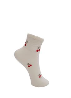 BLACK COLOUR STRØMPER, BCBECK CHERRY ANCLET SOCK, OFF WHITE