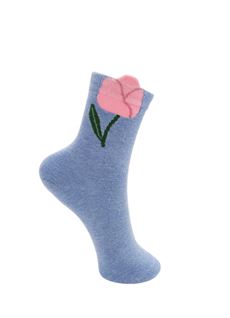 BLACK COLOUR STRØMPER, BCKALEA FLOWER SOCK, BLUE