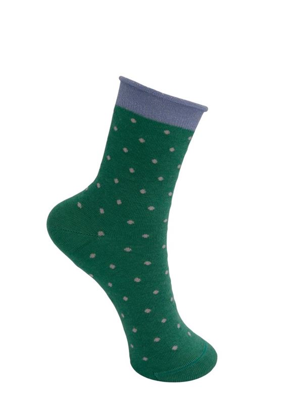 BLACK COLOUR STRØMPER, BCJO DOTTED SOCK, MING GREEN