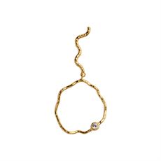 STINE A ØRERING, WAVY CIRCLE EARRING WITH STONE, GOLD