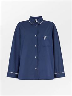 BECK SÖNDERGAARD PYJAMASSKJORTE, MAXI SIDE PYJAMAS SHIRT, NAVY BLUE