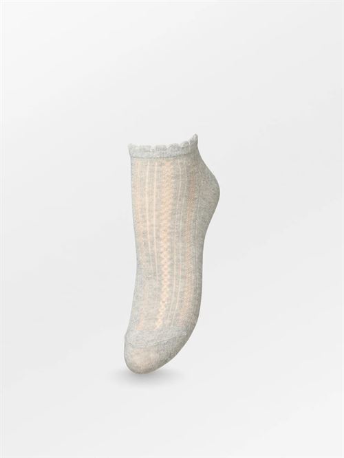 BECK SØNDERGAARD STRØMPER, CROCHIA COTTA SNEAKIE SOCK, LIGHT GREY MELANGE
