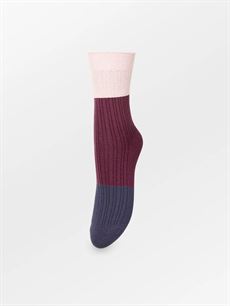 BECK SØNDERGAARD STRØMPER, COLOURBLOCK BAM SOCK, GRAYSTONE BLUE