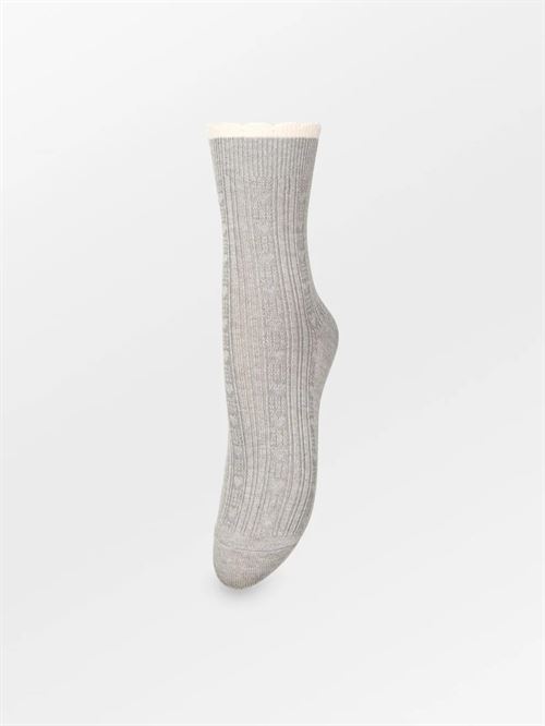 BECK SØNDERGAARD STRØMPER, SCALLOP SOCK, GREY MELANGE