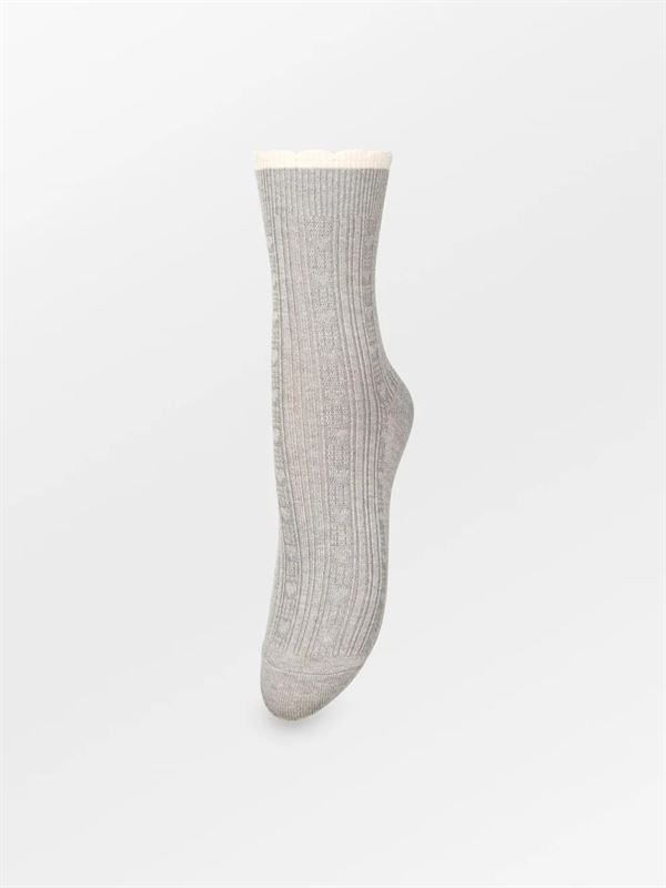 BECK SØNDERGAARD STRØMPER, SCALLOP SOCK, GREY MELANGE