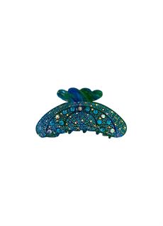 BLACK COLOUR HÅRSPÆNDE, BCPREMIUM RHINESTONE HAIR CLAW, GREEN/BLUE WAVE