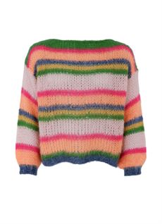 BLACK COLOUR STRIK, BCANNA MULTI STRIPED JUMPER, ORANGE MULTI