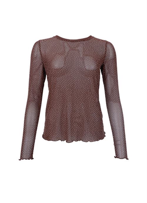 BLACK COLOUR MESH BLUSE, BCALEXIS TEE WISTONES, COFFEE