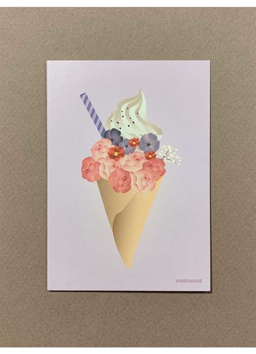 VISSEVASSE MINIKORT, ICE CREAM FLOWER GREETING CARD