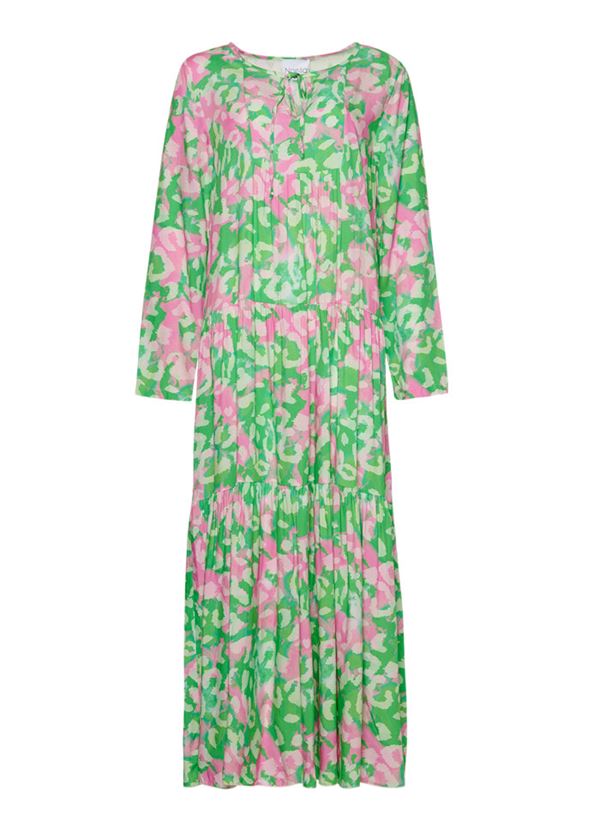 NOELLE KJOLE, IMOGENE LONG DRESS, GREEN/PINK